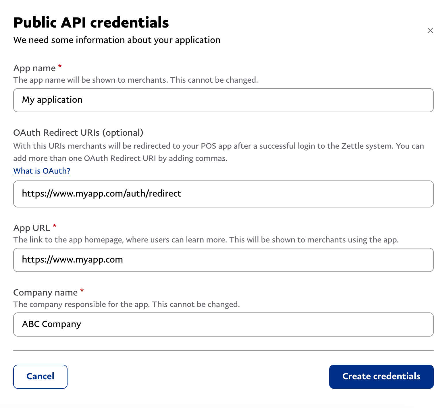 Get started | Create credentials for a partner-hosted app